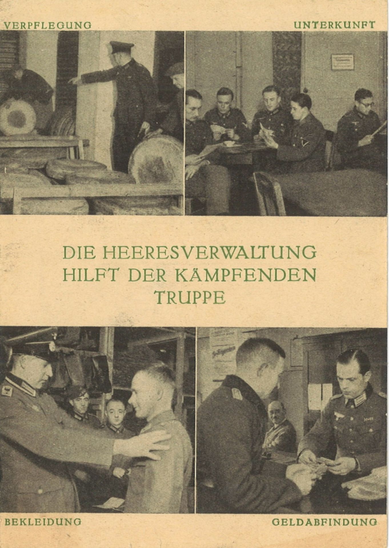 Feldpostkarte Die Heeresverwaltung allzeit Einsatzbereit. Tag der Wehrmacht 1942 "Die