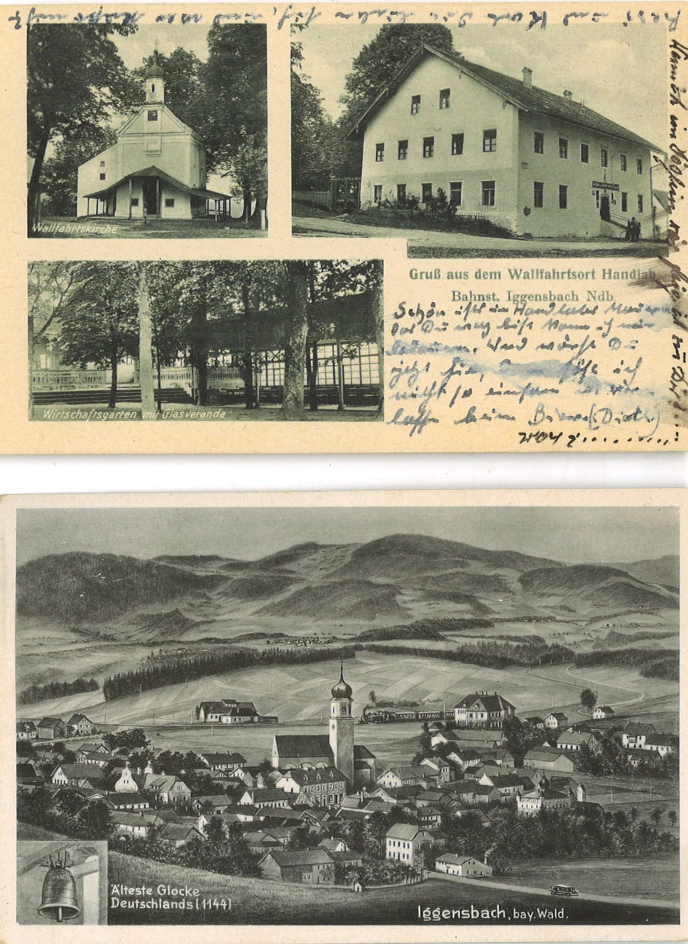 2 Postkarten Iggensbach, bayerischer Wald, gelaufen