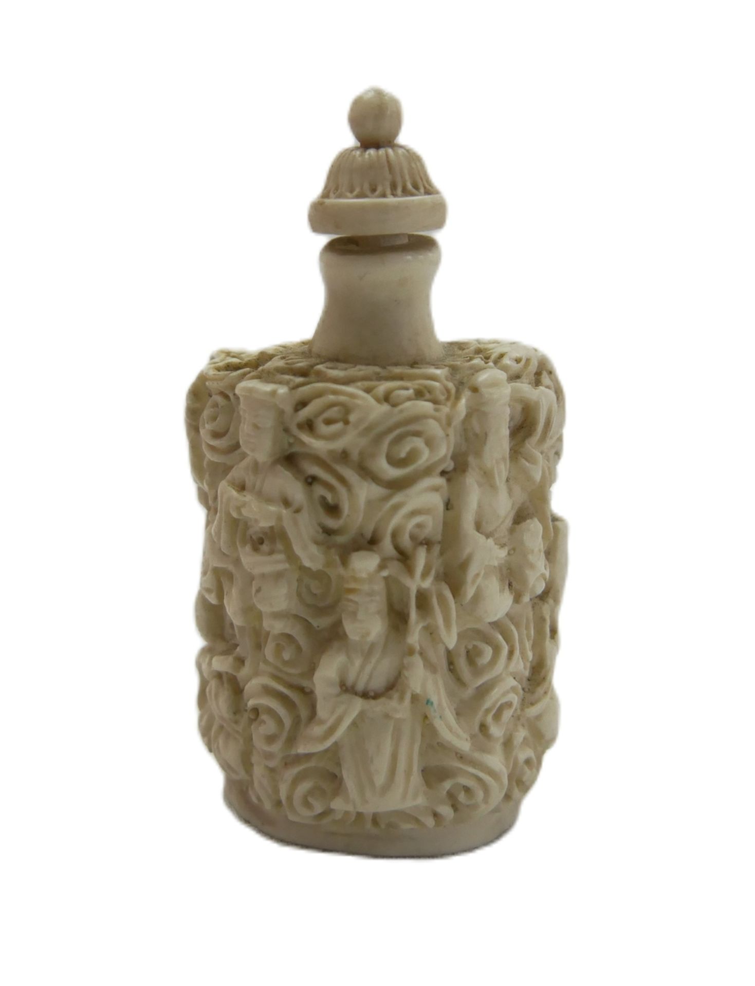 antike chinesische Schnupftabakflasche aus geschnitztem Harz, wohl 20. Jahrhundert. Höhe ca. 8 cm - Image 2 of 3