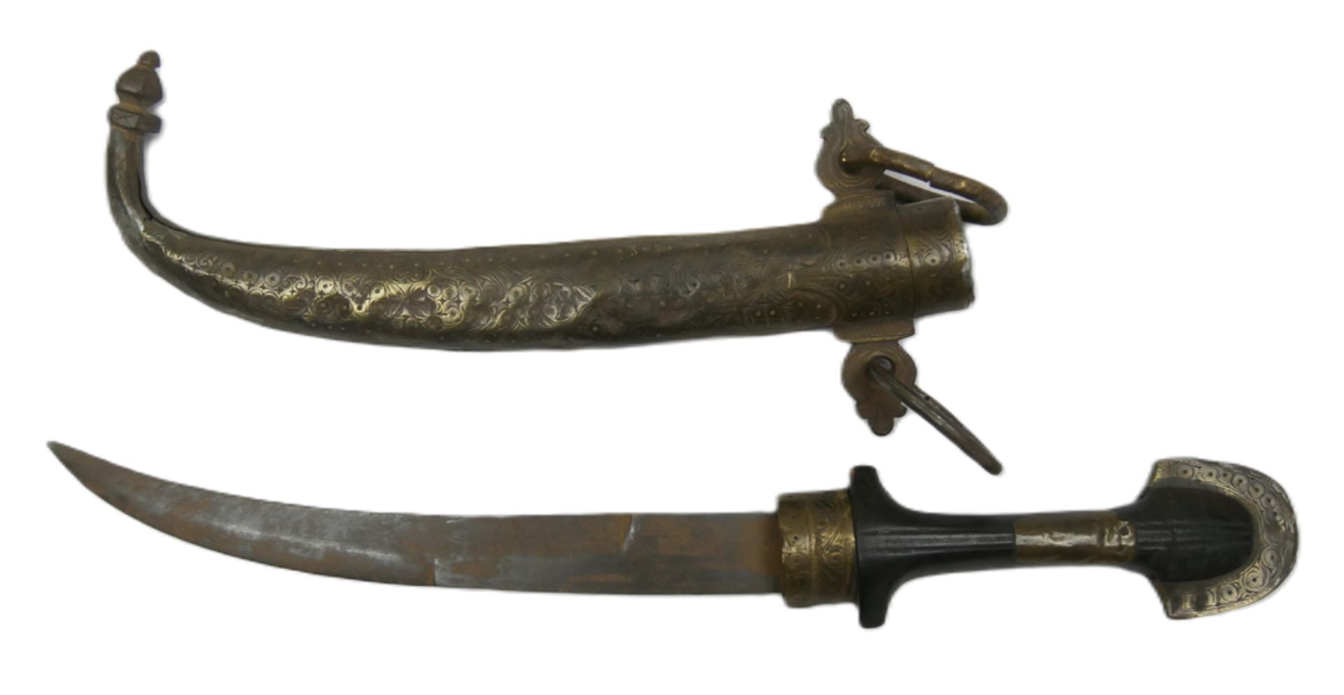 Arabisches / Marokkanisches Messer "Koummya Dolch", 19. Jahrhundert. Mit verzierter, gemeißelter - Bild 2 aus 2