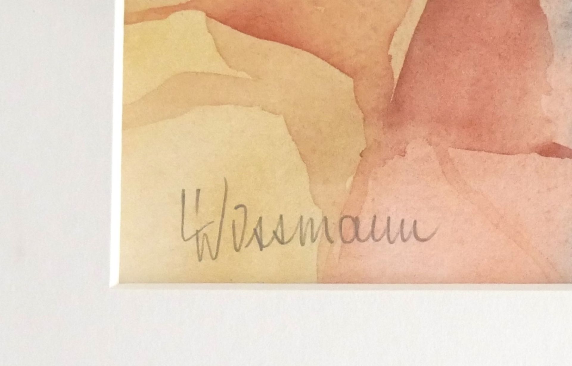 Aquarell "abstrakte Komposition" von W. Ottmann, Signatur links unten, hinter Glas gerahmt, Maße - Bild 2 aus 2