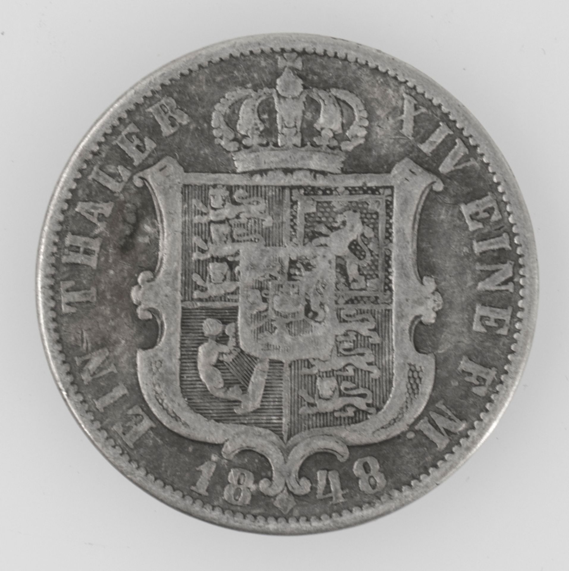 Altdeutschland Hannover 1848 B, 1 Taler - Silbermünze "Ernst August". Jaeger 79. Erhaltung: ss. - Bild 2 aus 2