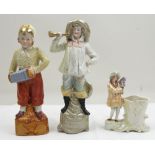 3 Porzellan Figuren, ungemarkt dabei 1x mit Vase