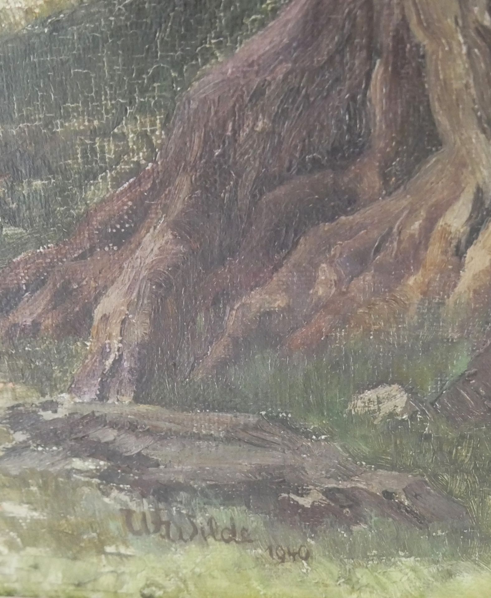 W. Wilde, Ölgemälde auf Leinwand "Gröbelalm bei Mittenwald", links unten signiert W.Wilde1940. - Bild 2 aus 2