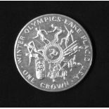 Isle of man 1980, 1 Crown - Silbermünze (geprüft), Olympische Spiel in Lake Placid. Erhaltung: vz.
