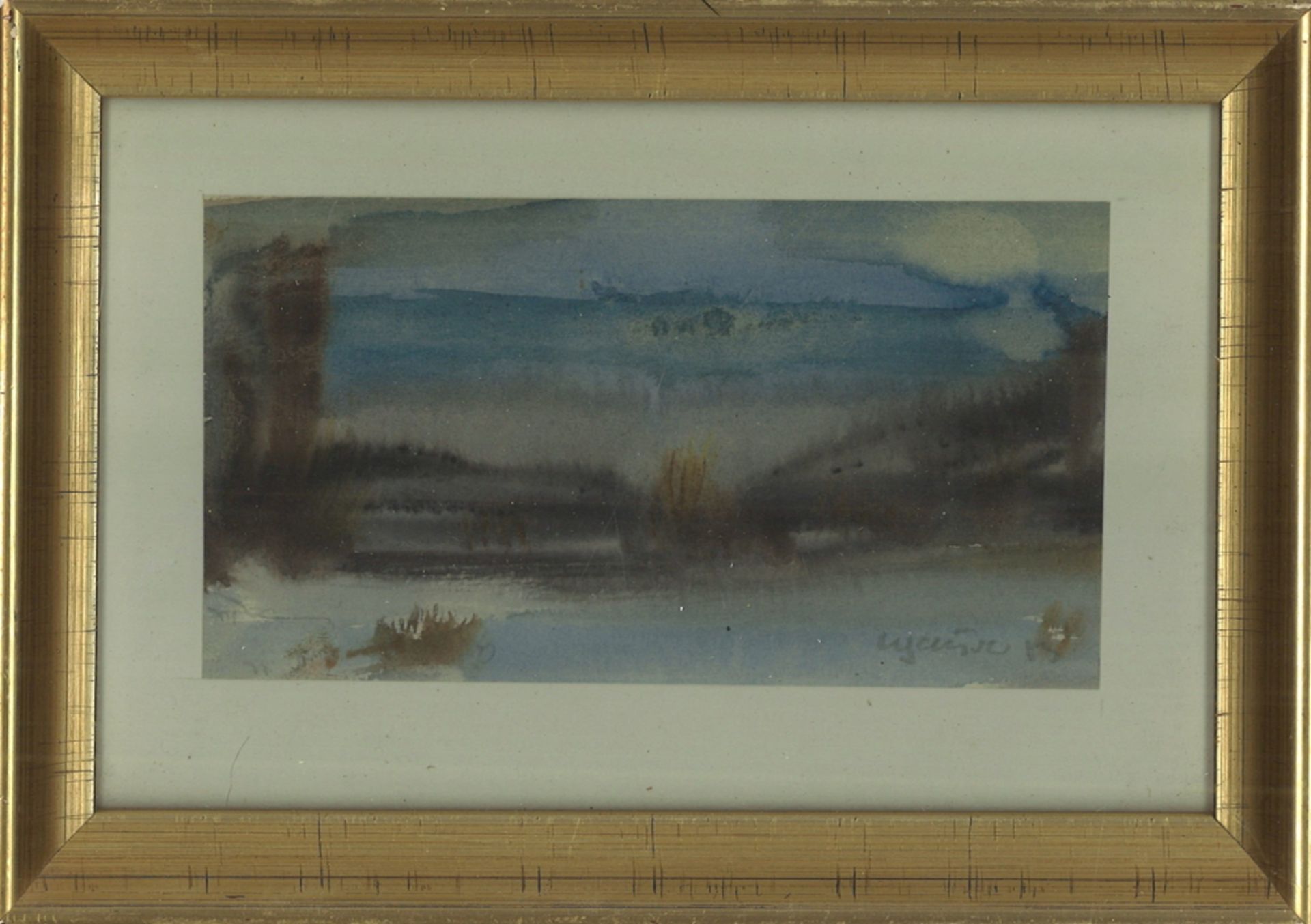 Addi SCHAURER (1912-1990) Aquarell "Flussufer" rechts unten Signatur Schaurer, hinter Glas