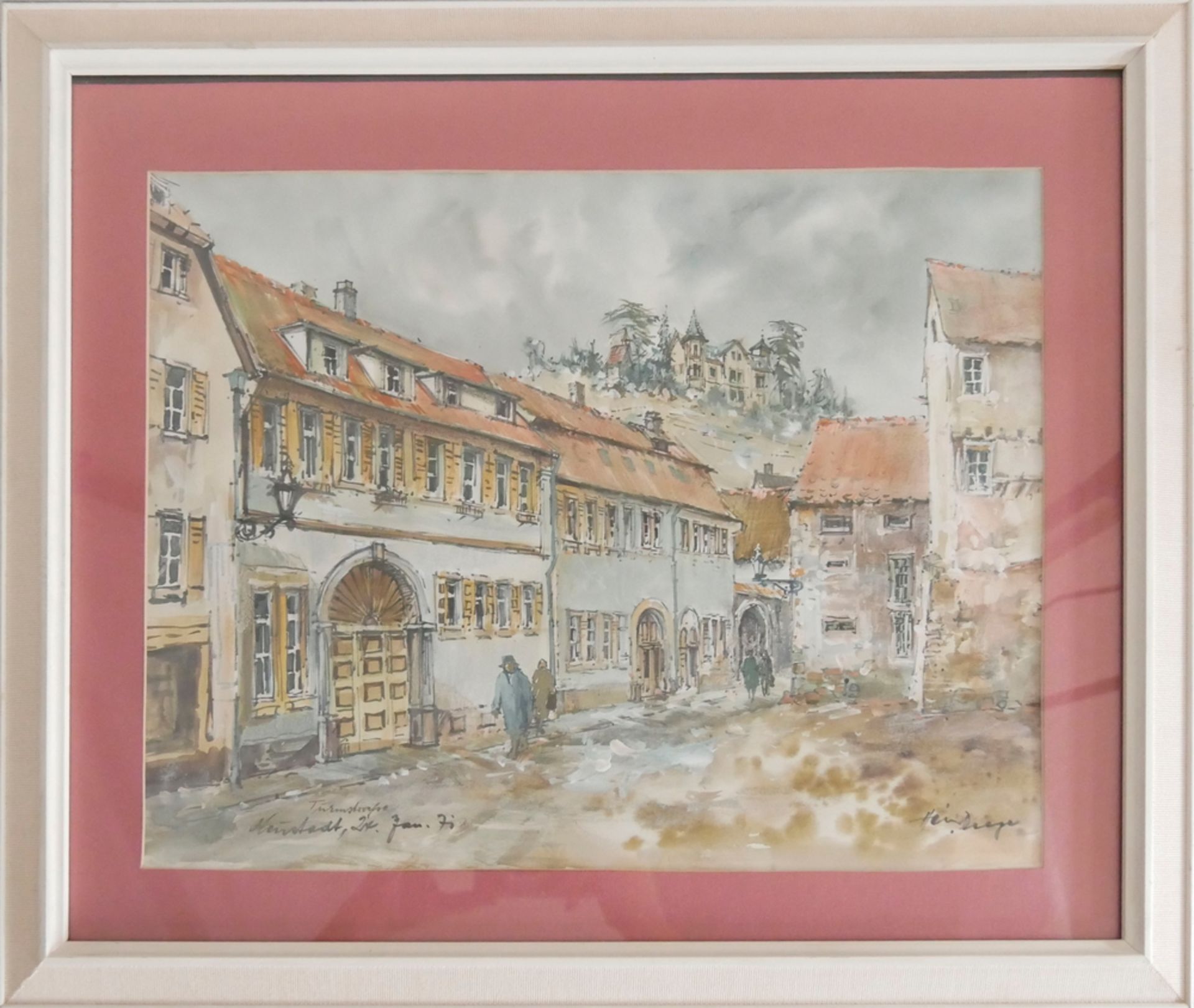 Heinrich DEEGE (1920-2007) "Turmstraße im Abriß Januar 1971", rechts unten Signatur. Hinter Glas