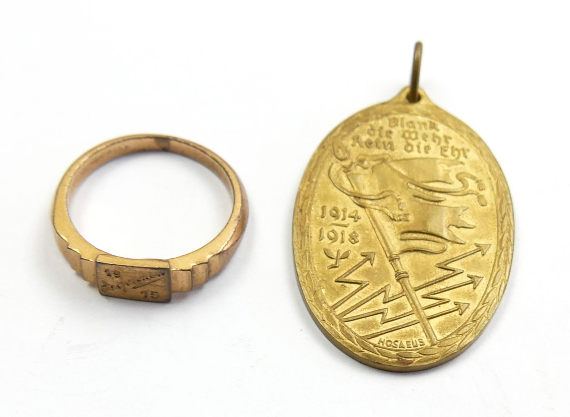 Lot 1. Weltkrieg, 1x Kyffhäuser Denkmünze 1914-1918 sowie 1 Ring 1915 Argonnen - Bild 2 aus 3