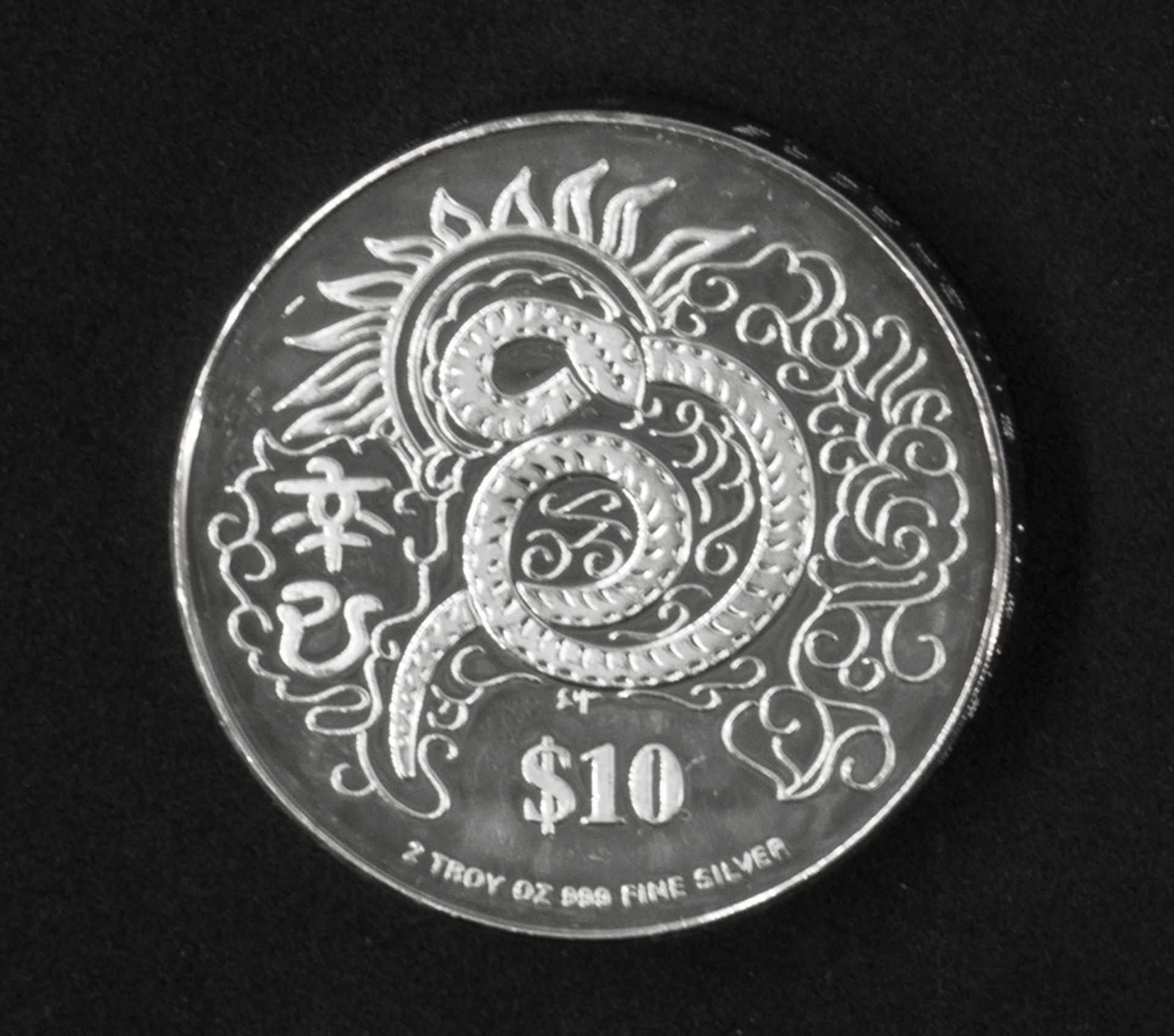 Singapur 2001, 10 Dollar - Silbermünze "Jahr der Schlange". Silber 999. KM 180. Erhaltung: PP.