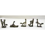 Asien. Kamasutra Bronzefiguren, 20. Jahrhundert. 5 verschiedene Figuren. Höhe bis ca. 7,5 cm