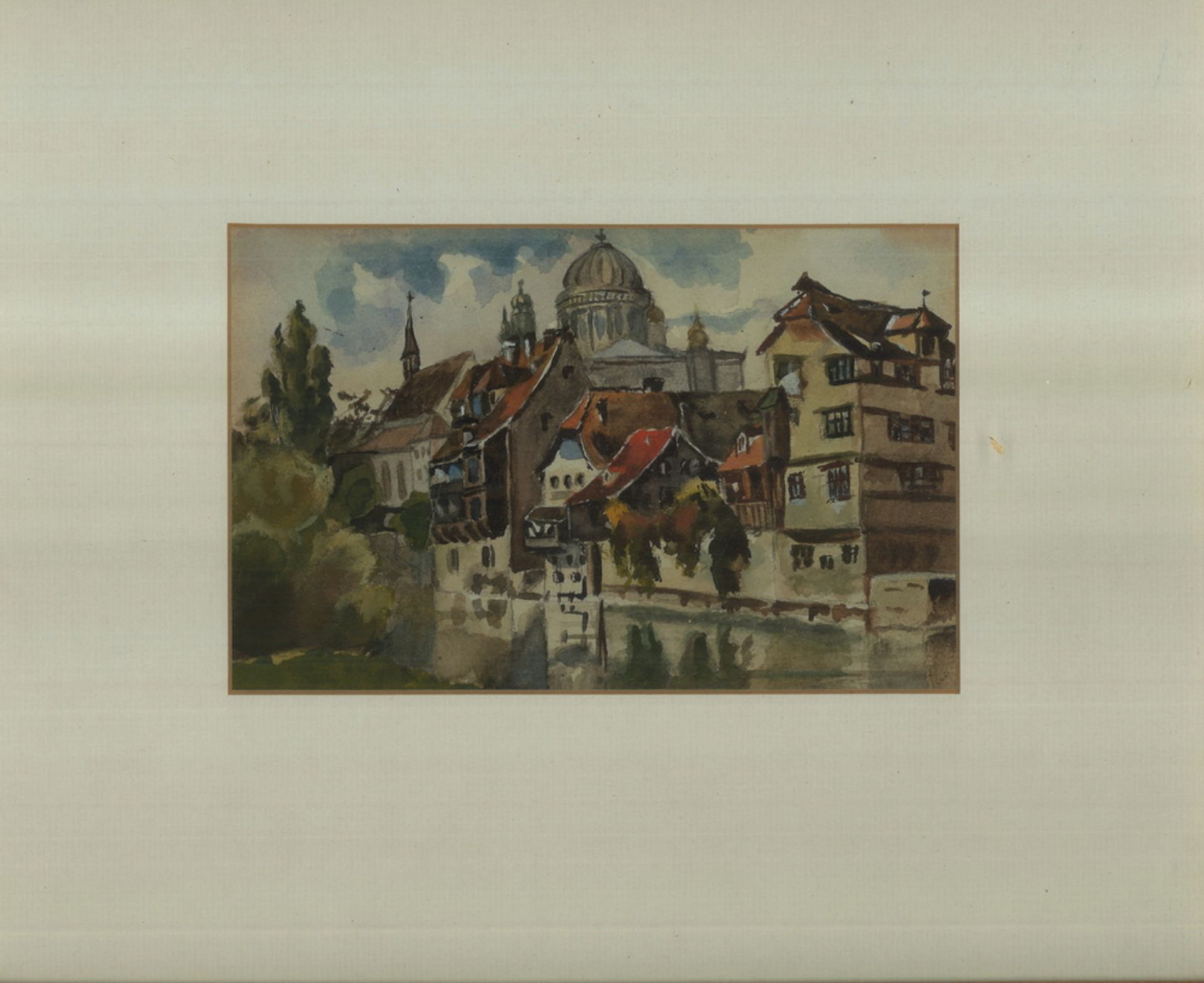Alfons ZEILEIS (1887-c.1940) Aquarell "Bamberg 1903" hinter Glas gerahmt. Gesamtmaße: Höhe ca. 29