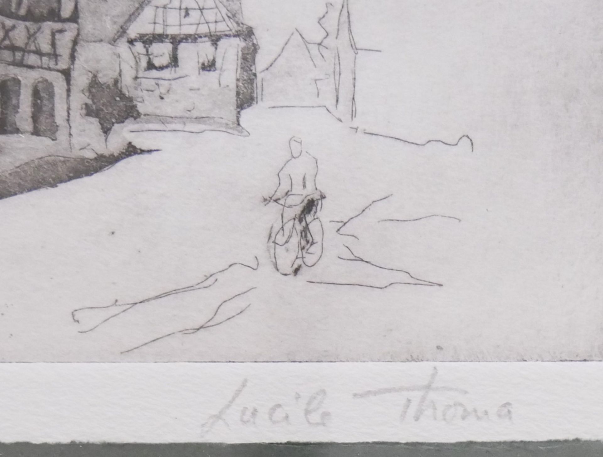 Lucile THOMA (1935) Radierung "Pfälzer Dorf" rechts unten signiert, Lucile Thoma. Hinter Glas - Image 2 of 2