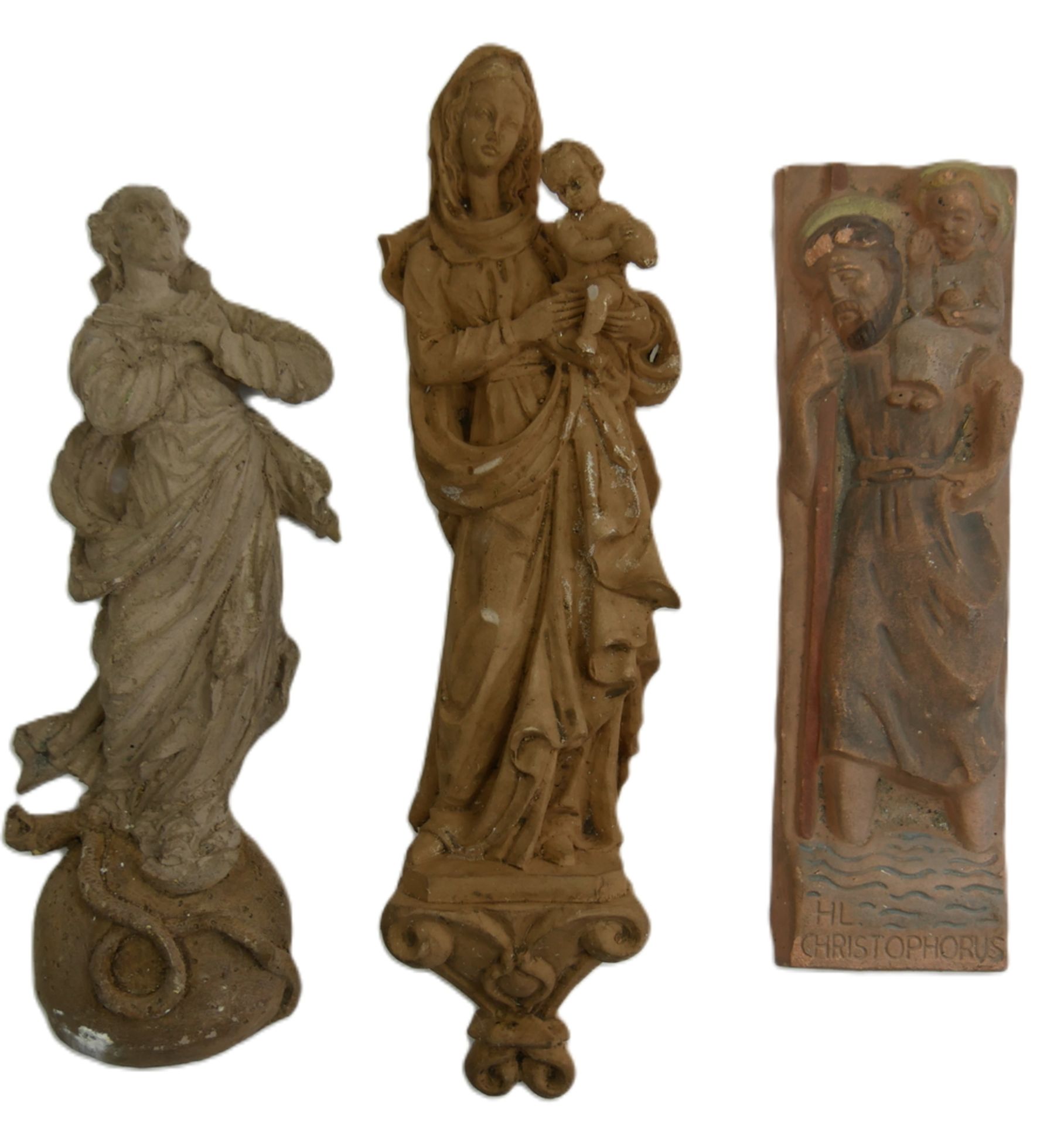 3 Heiligen Skulpturen, verschiedene Modelle. Aus Auflösung. Bitte besichtigen!