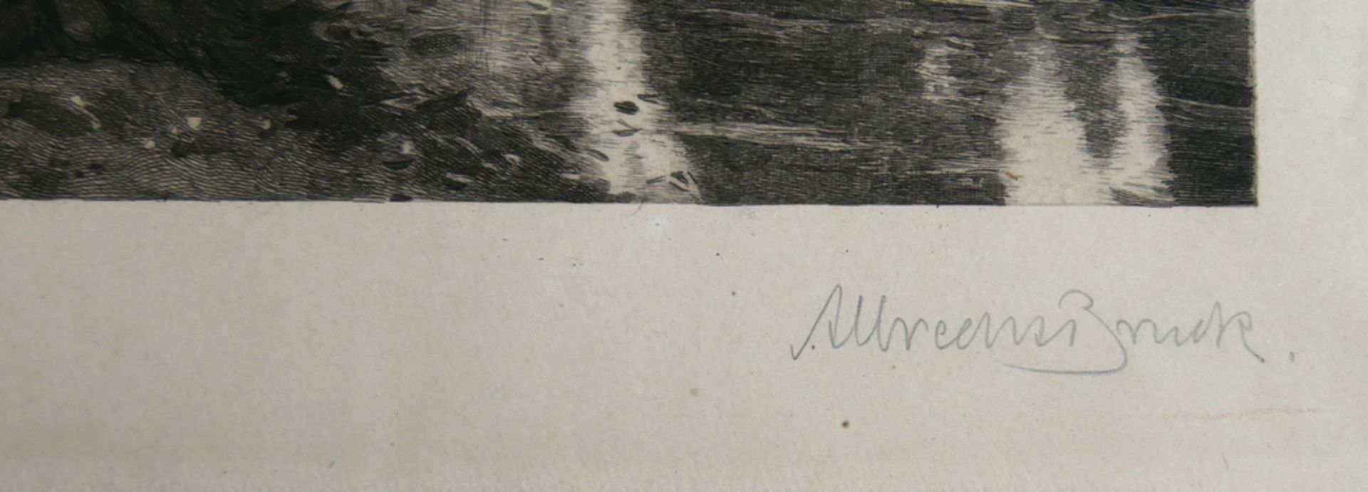 Radierung "Am Fluß" von Corot (1796-1875), unleserliche Signatur (A. Brunck?), Signatur unten - Bild 2 aus 2