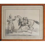 Lithografie "Cheval de Cosaque irregulier - A Cossack standing with his horse", unbekannter