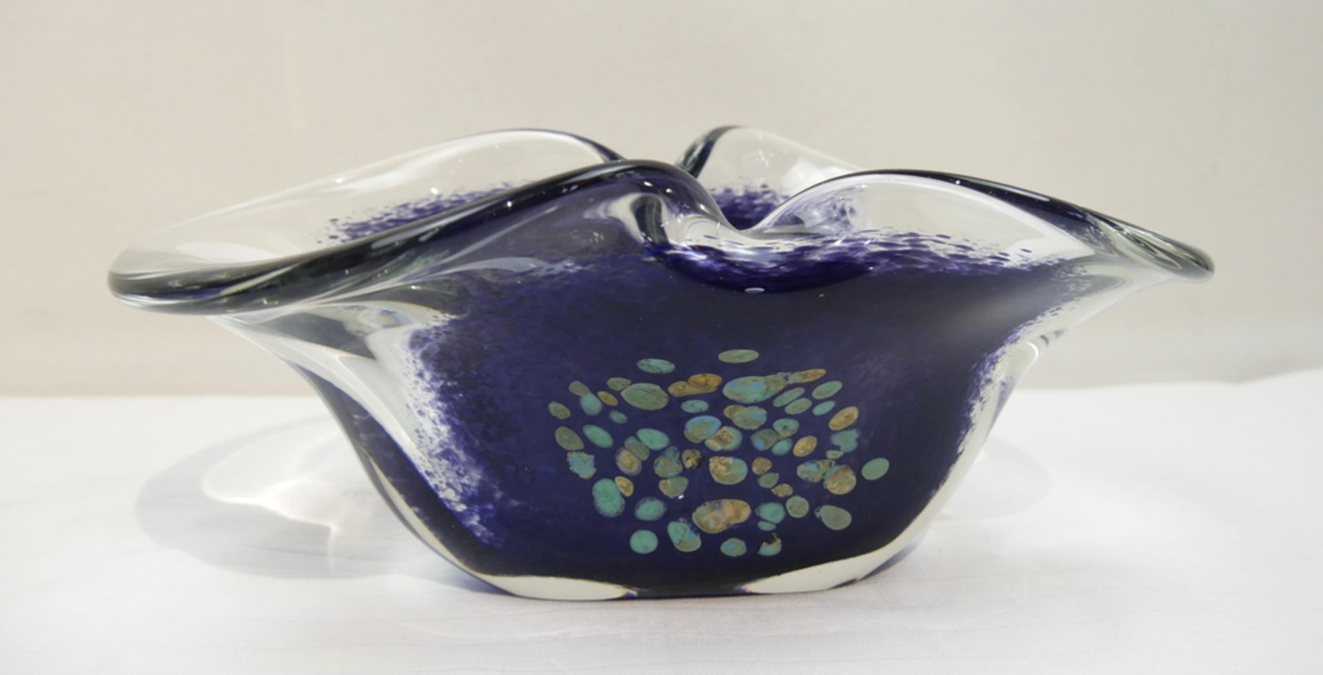 Sammlung Czech Glas um 1975/80. Design Art Studio Zelezny Bros Splatter Glas. Schale, oval -