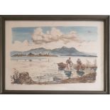 Willy WEBER (1895-1959) Original-Lithographie "Abend am Chiemsee", rechts unten signatur Willy