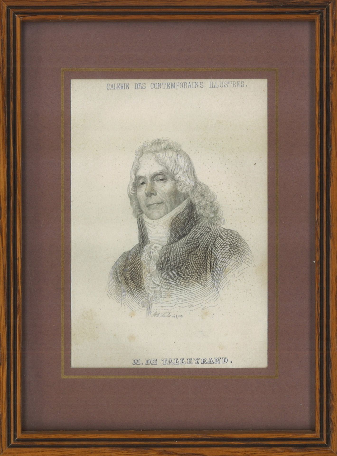 Stahlstich "M. DE Talleyrand" Galerie des Contemporains Illustres, hinter Glas gerahmt. Maße: Höhe