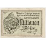 Deutsches Reich 1923, Notgeld des Hohenzollerischen Landeskommunalverbandes, 50 Millionen Mark.