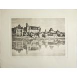 Radierung "Marienburg" von Fritz Hartmann (*1878-1961), Signatur rechts unten, Maße: Breite ca. 49