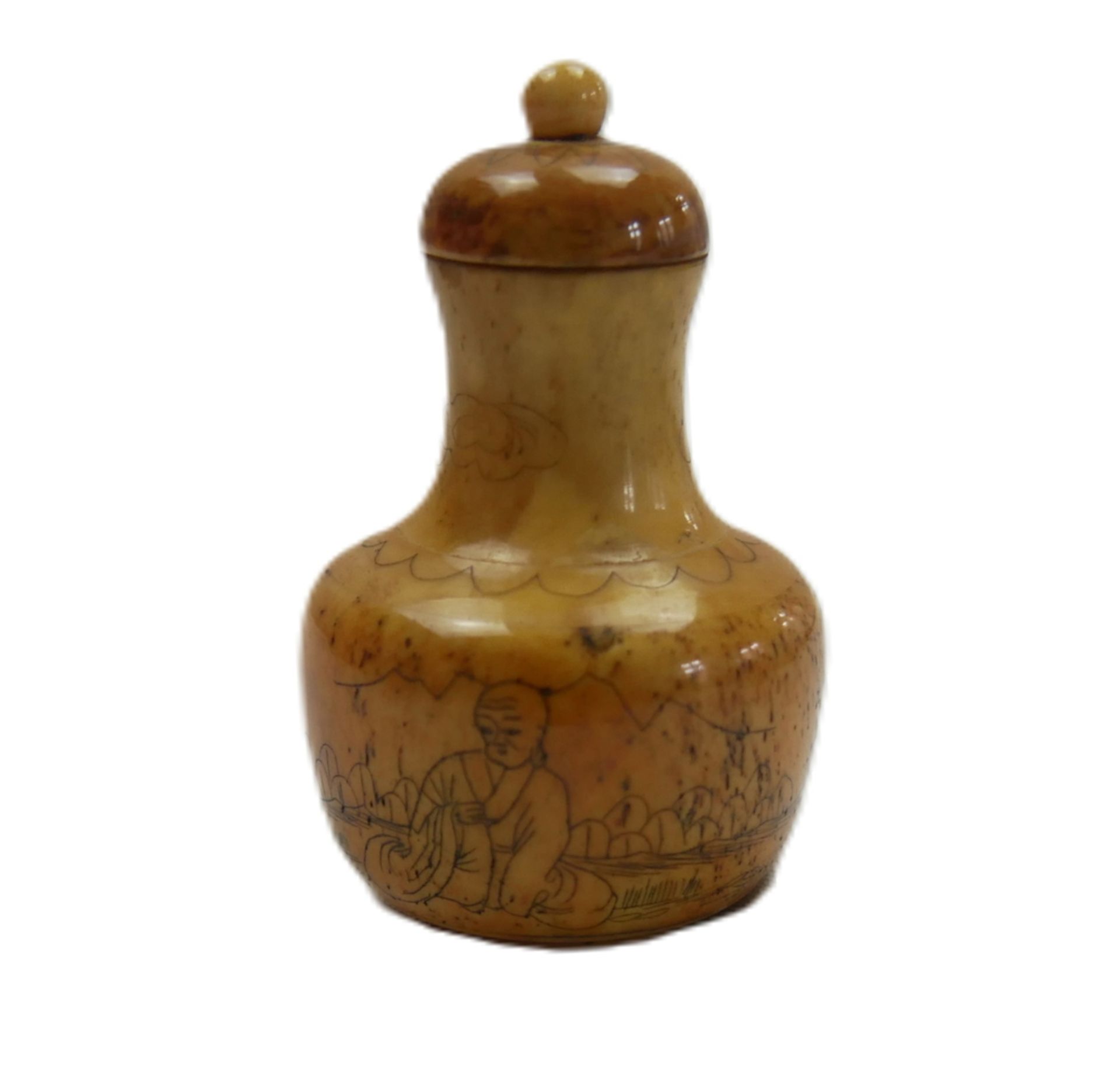 Snuff-Bottle / Riechfläschchen China, um 1900. Beidseitig mit chinesischen Landschaftsmotiven. - Image 2 of 2