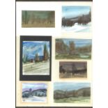 Addi SCHAURER (1912-1990). 7 verschiedene Landschafts Aquarelle hinter Glas gerahmt, alle