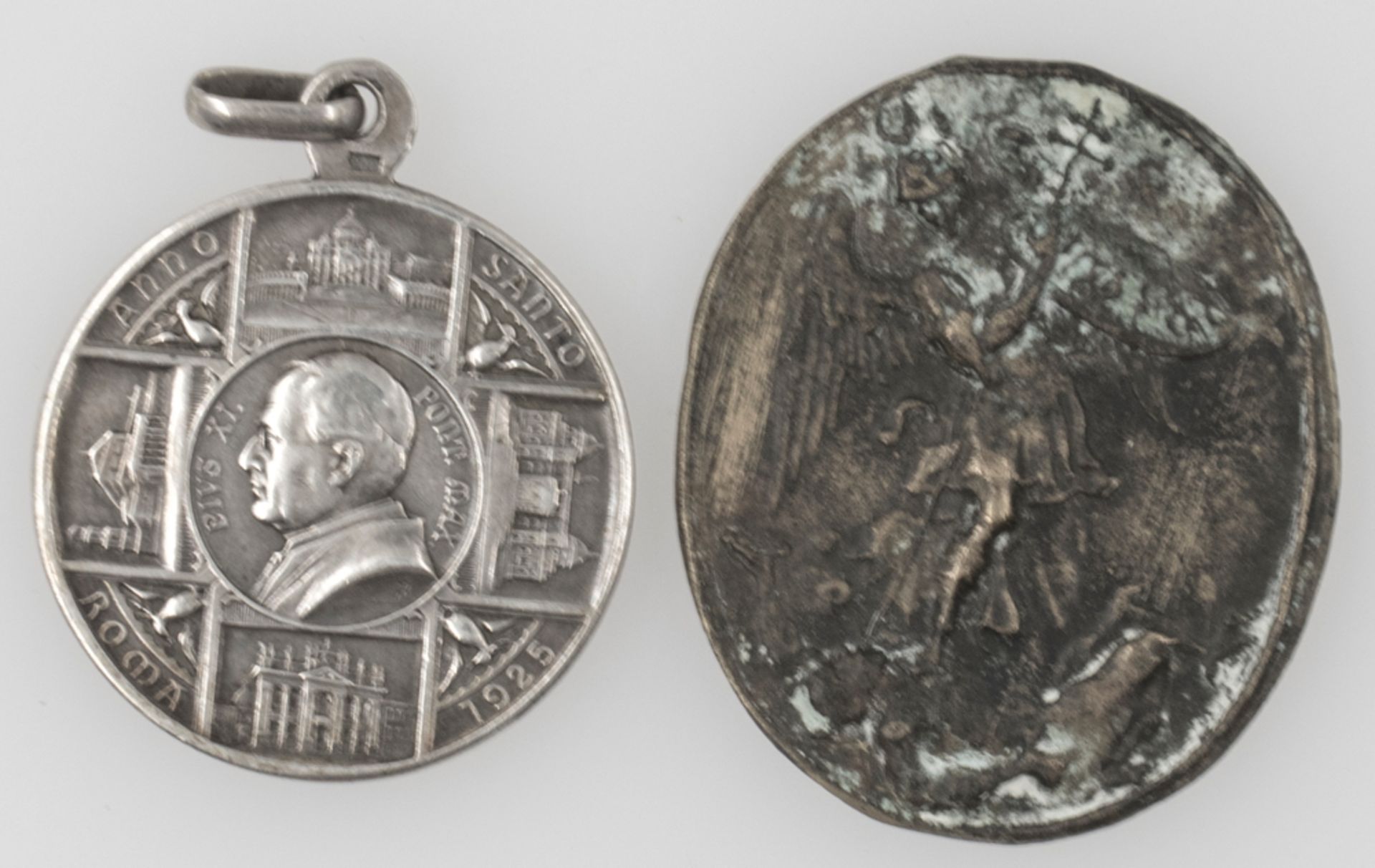 Vatikan 1925, Silber - Medaille "Pius XI." Silber geprüft. Durchmesser: ca. 25 mm. Dazu Medaille - Image 2 of 2