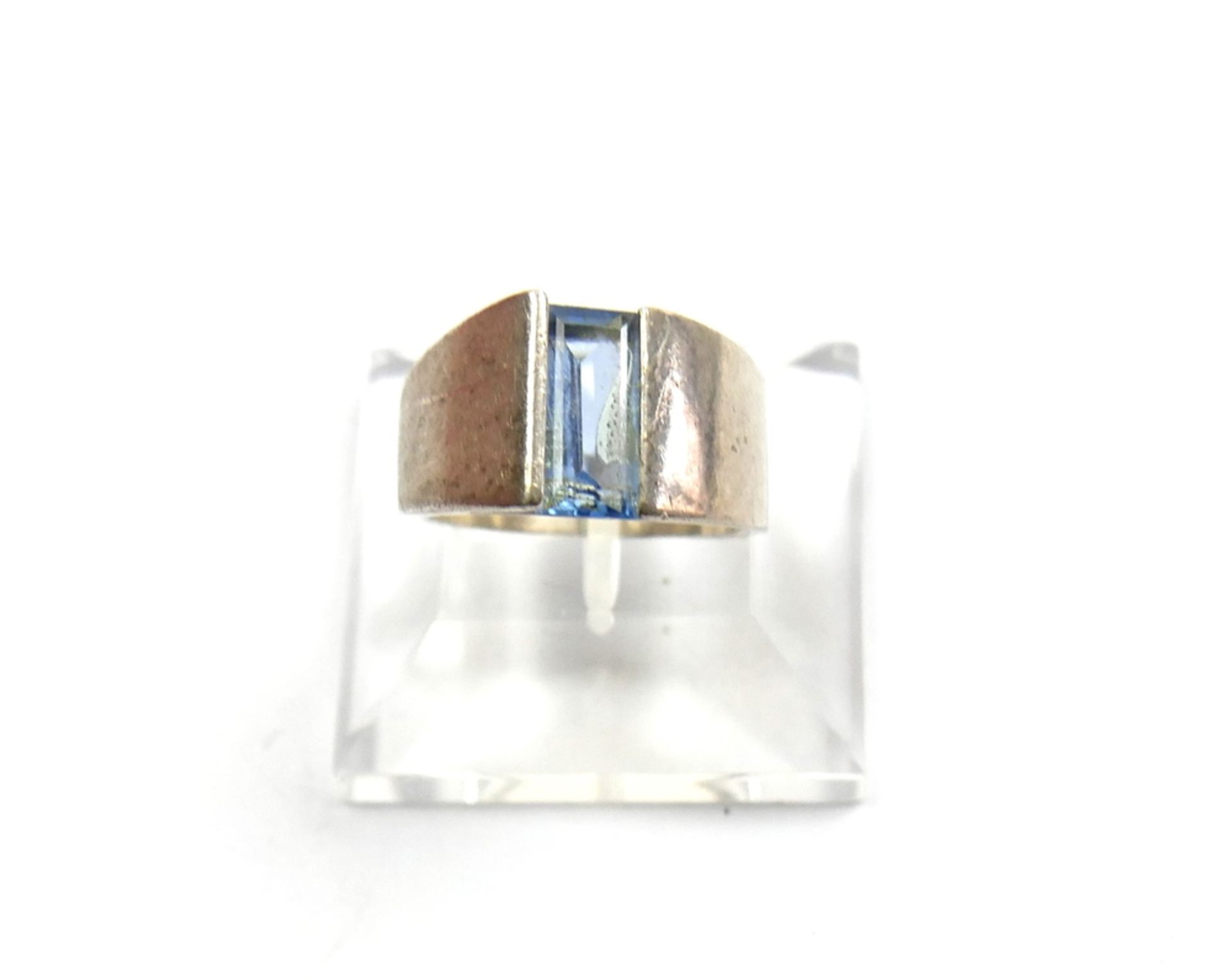 925er Silber Ring mit blauem Stein. Ringgröße 58