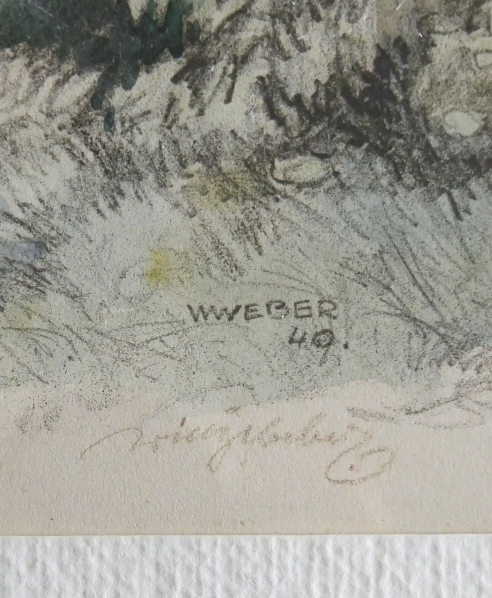Willy WEBER (1895-1959) Original-Lithographie "Oma mit Enkelin", rechts unten signatur Willy - Bild 2 aus 2