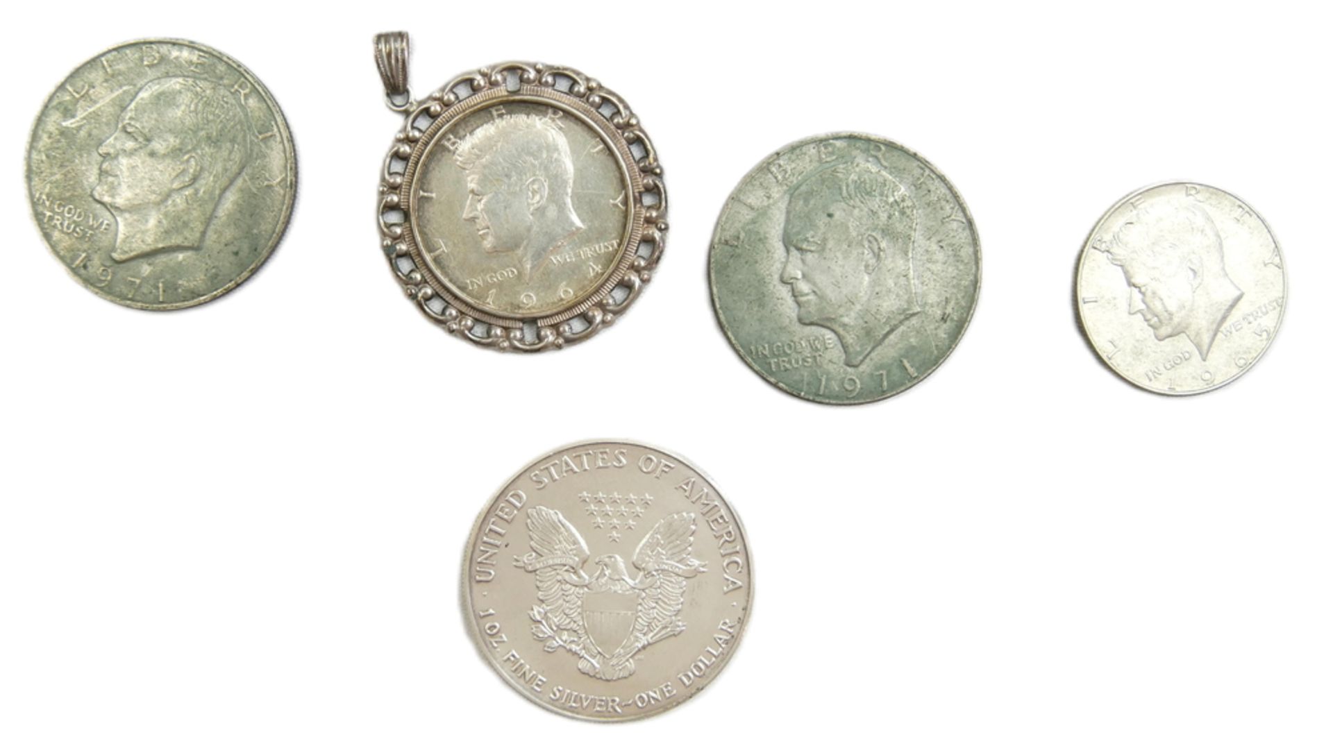Lot Silberdollars USA, insgesamt 5 Stück. Dabei z.B. ein Liberty Dollar 1993, etc. - Bild 2 aus 2