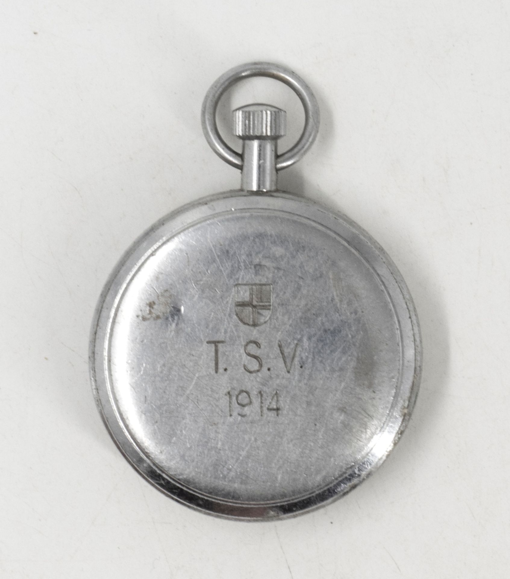 Junghans, alte Stoppuhr, mechanisch, Funktion geprüft. Deckel mit Gravur "TSV 1914". - Bild 2 aus 2