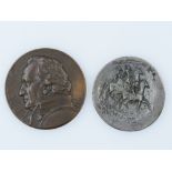 Zwei Medaillen: 1 x Goethe, Durchmesser: ca. 51 mm und 1 x "Christus Natus est Nobis",