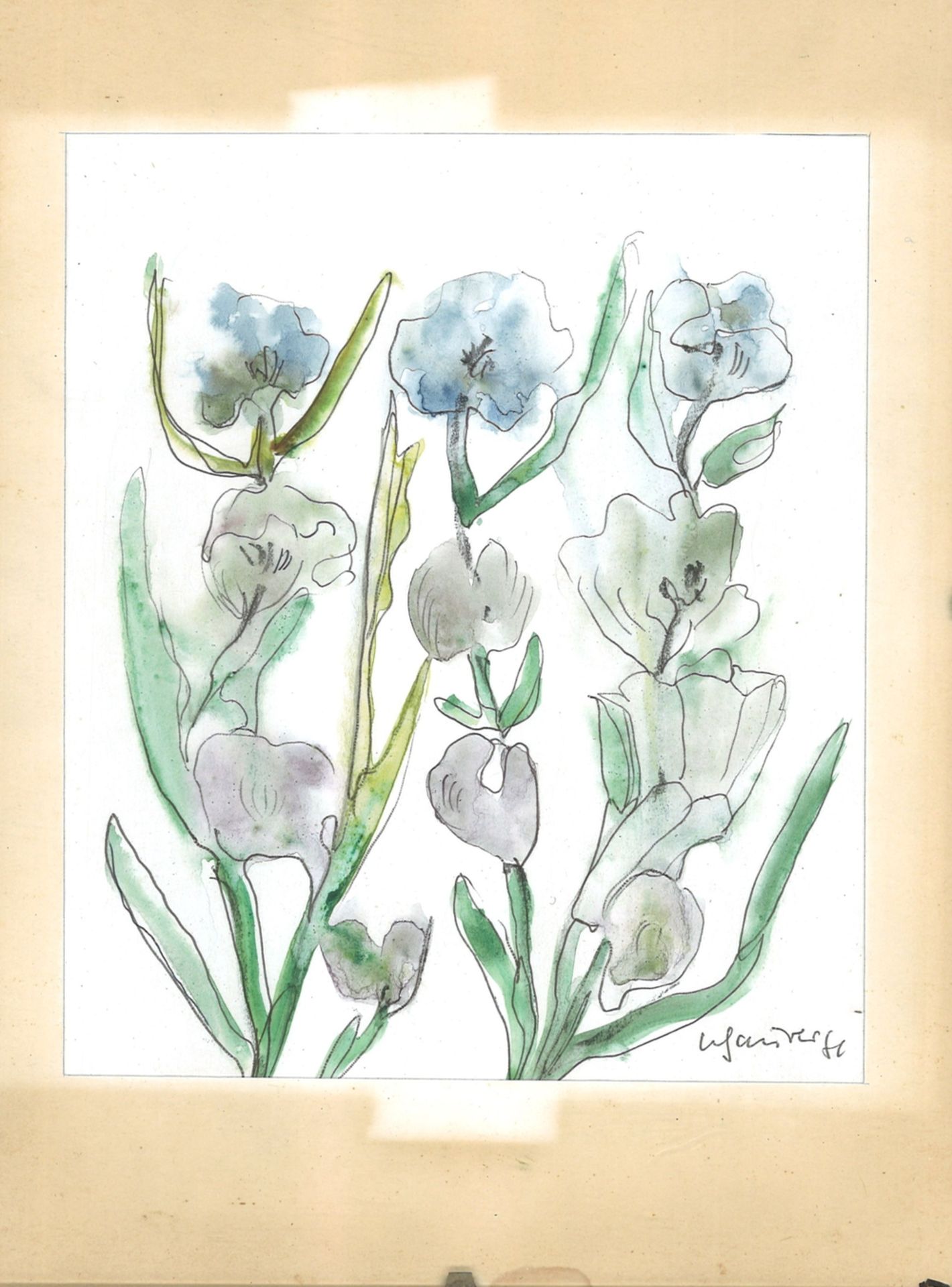 Addi SCHAURER (1912-1990) Aquarell "Blumige Botanic" hinter Glas gerahmt, rechts unten signiert,