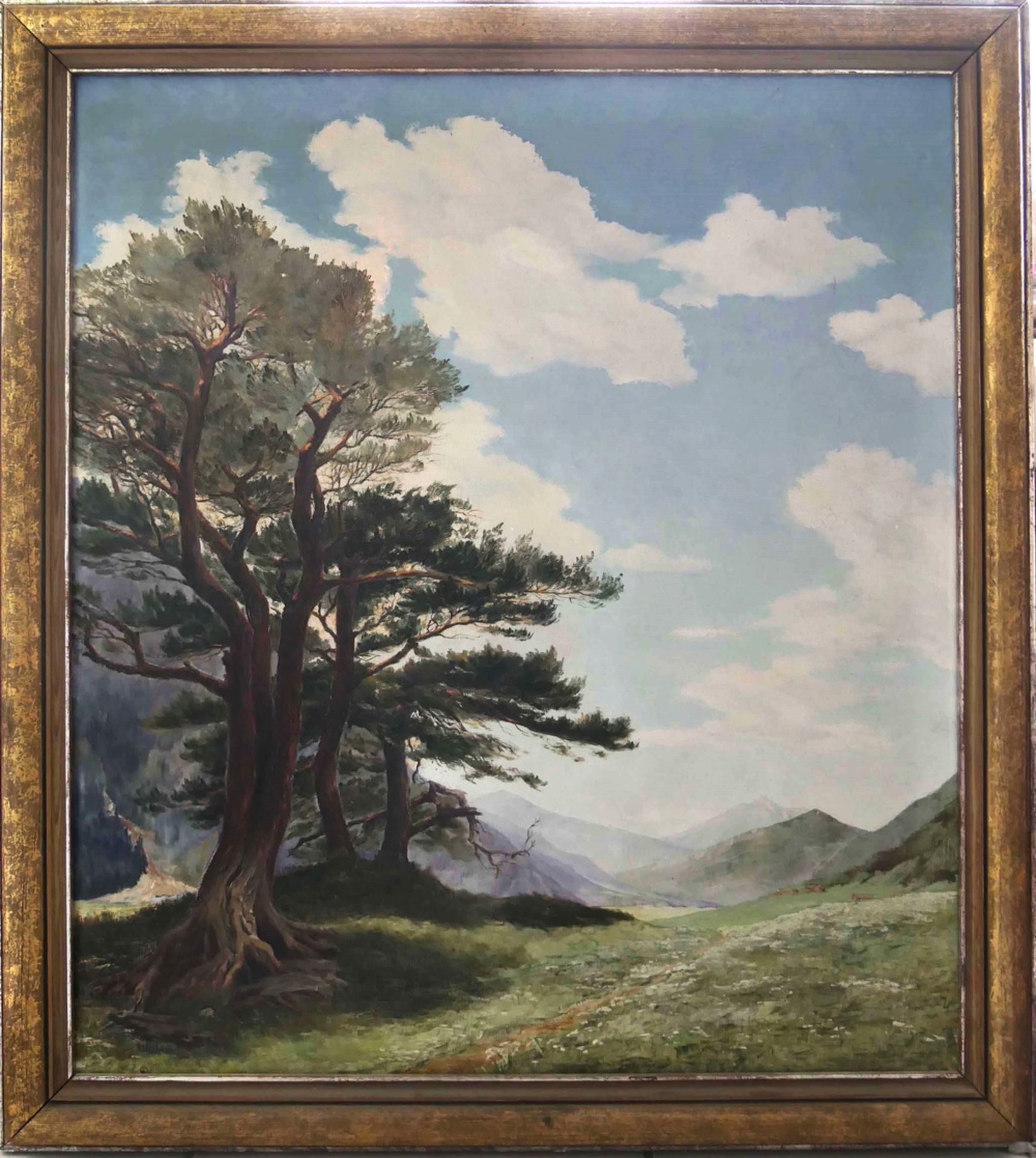 W. Wilde, Ölgemälde auf Leinwand "Gröbelalm bei Mittenwald", links unten signiert W.Wilde1940.