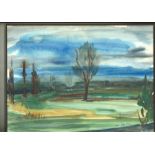 Addi SCHAURER (1912-1990) Aquarell "Landschaft" hinter Glas gerahmt, rechts unten Signatur Addi
