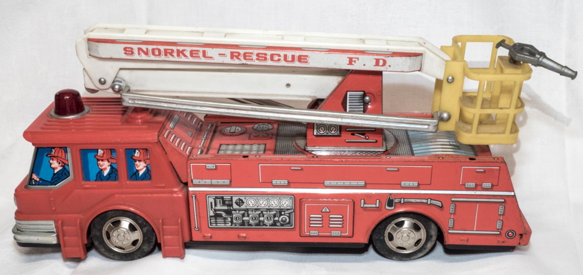 Junior Toys Snorkel Rescue Feuerwehr Truck, Blech lithografiert. Made in Japan. Batteriebetrieben. - Bild 3 aus 5