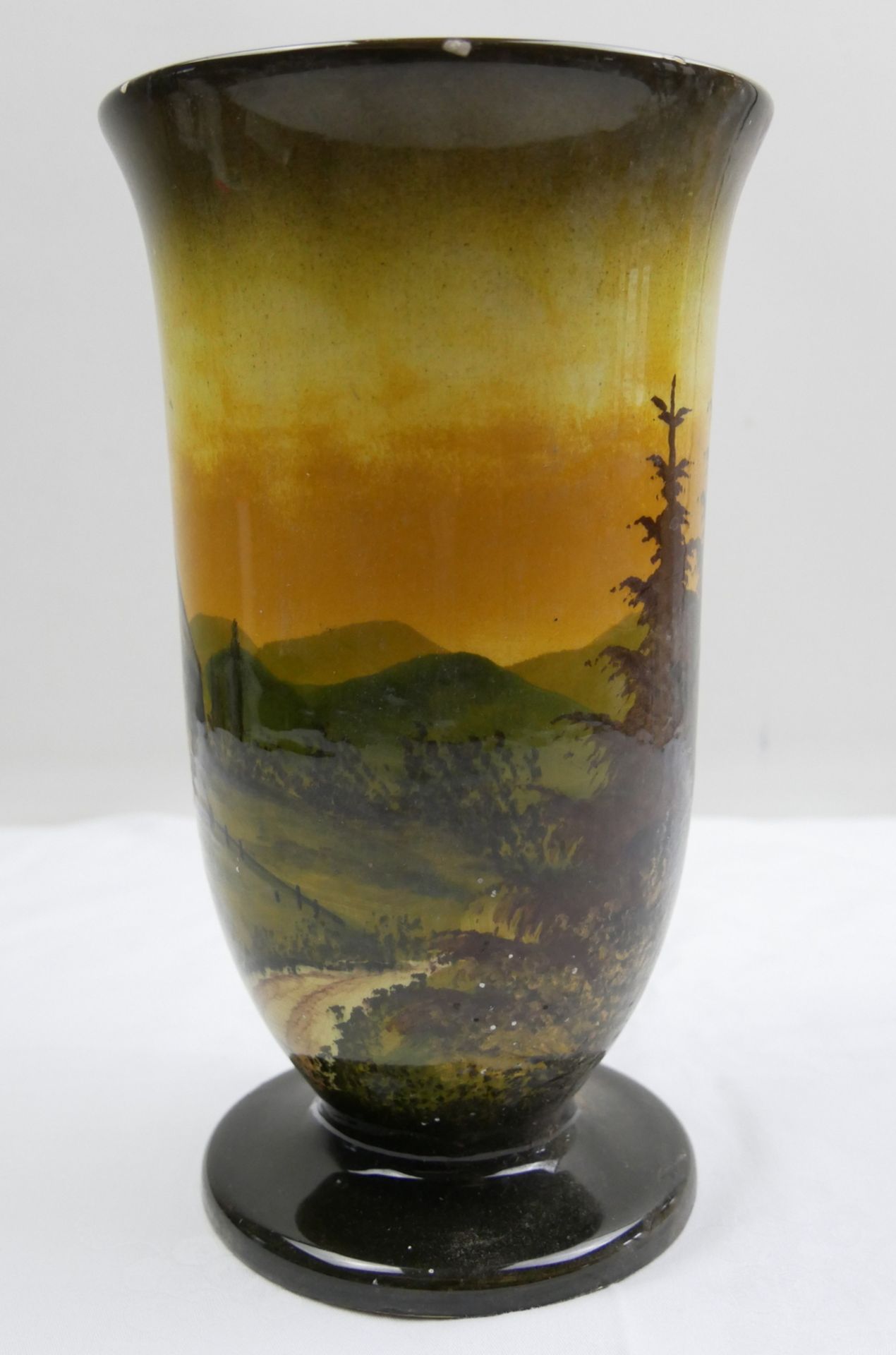 Keramik Vase Schramberg, Landschaftliches Motiv, mit Chip. Höhe ca. 27 cm - Bild 2 aus 3