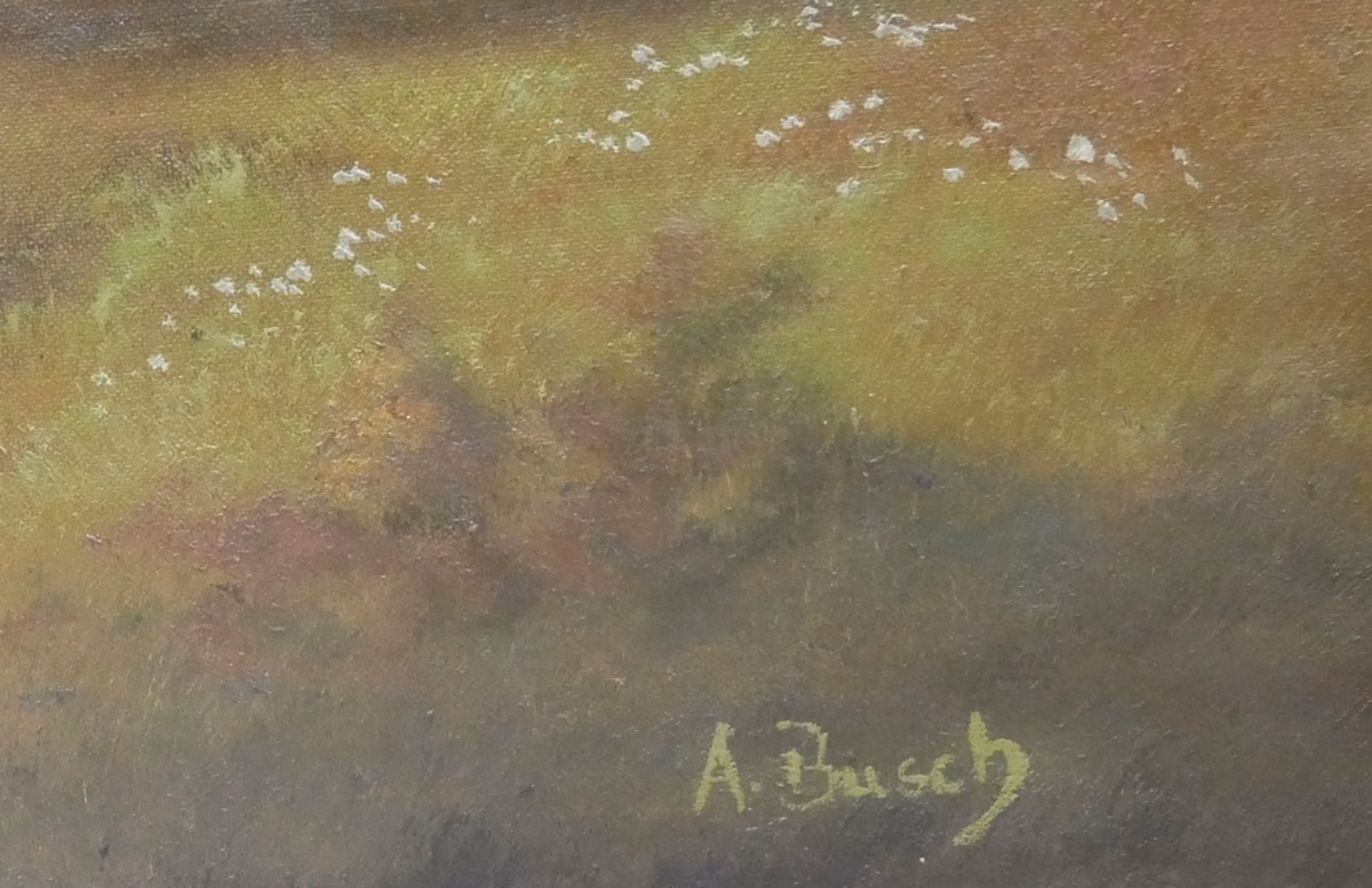 Anton Busch, Ölgemälde auf Leinwand "Idylische Seenlandschaft", rechts unten signiert A.Busch. - Image 2 of 2