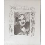 Georg EISLER (1928-1998)Lithographie "Vor einem Weinglas sitzender Herr (Joseph Roth ?)" Blatt 158/