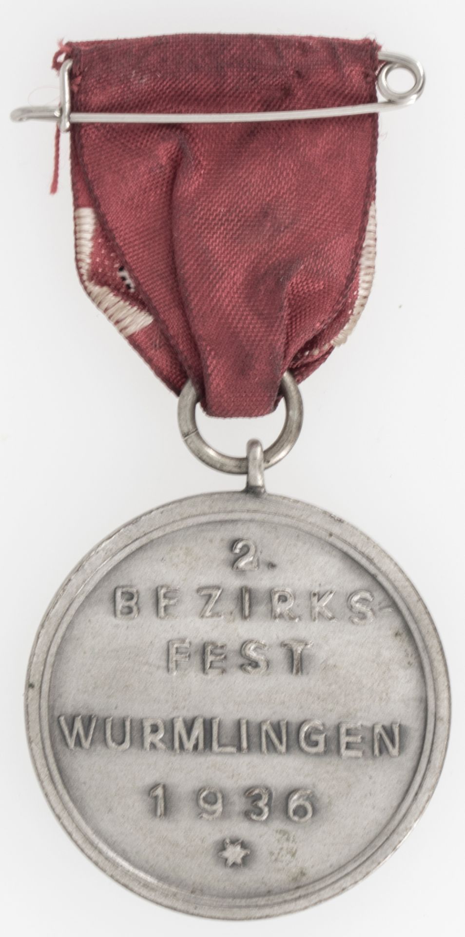 Drittes Reich, tragbare Medaille am Band 2. Bezirksfest Wurmlingen 1936. Durchmesser: c a. 34 mm. - Bild 2 aus 2