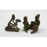 3 Bronze Figuren, wohl Thailand. Dabei Phor Per & Mae Per, beliebtes Amulett der liebenden Götter