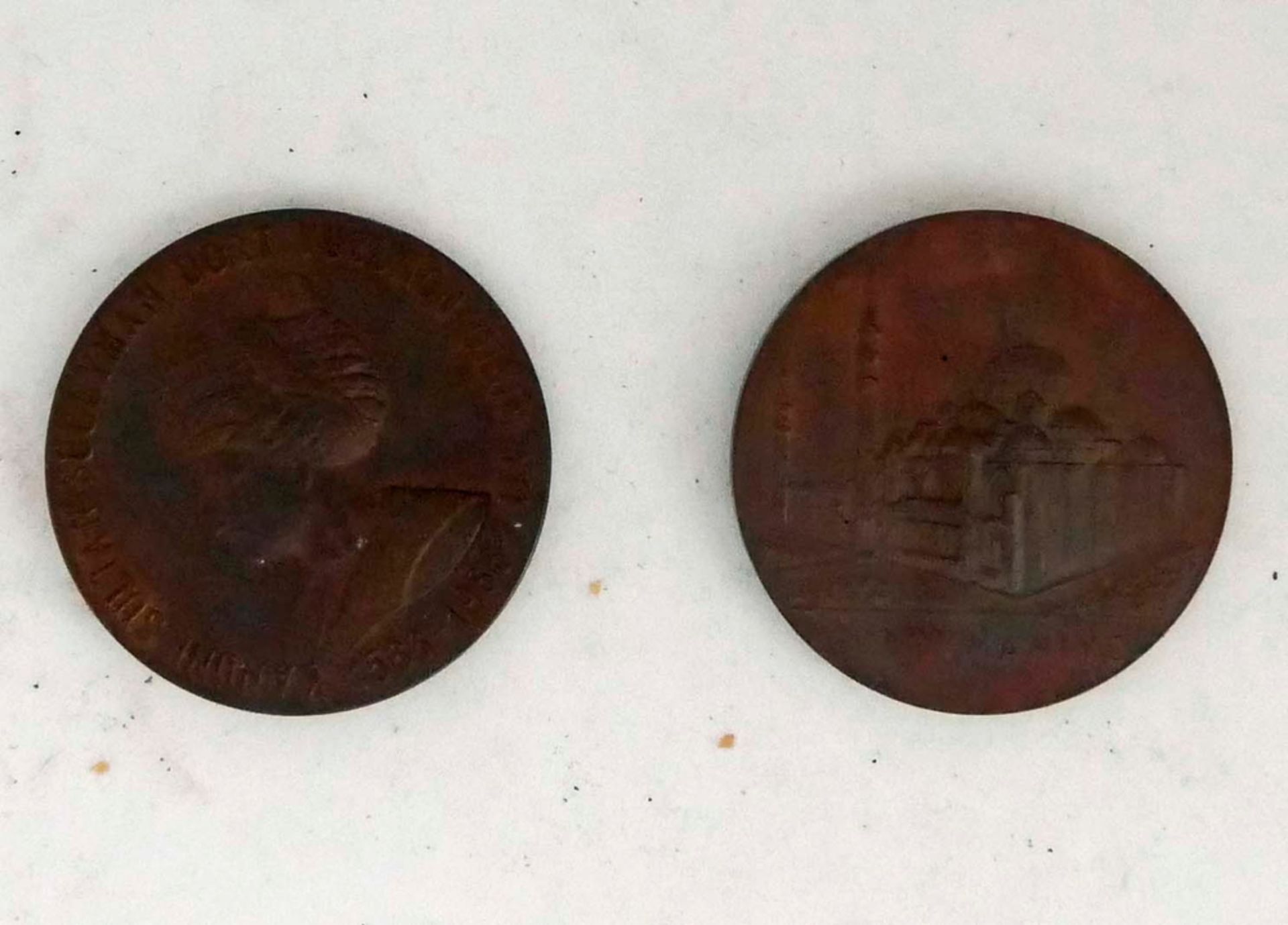 2x "Kanuni Sulta Süleyman Dort Yüzüncü Ölüm Yili 1566-1966" Kupfer Münzen - Bild 2 aus 2