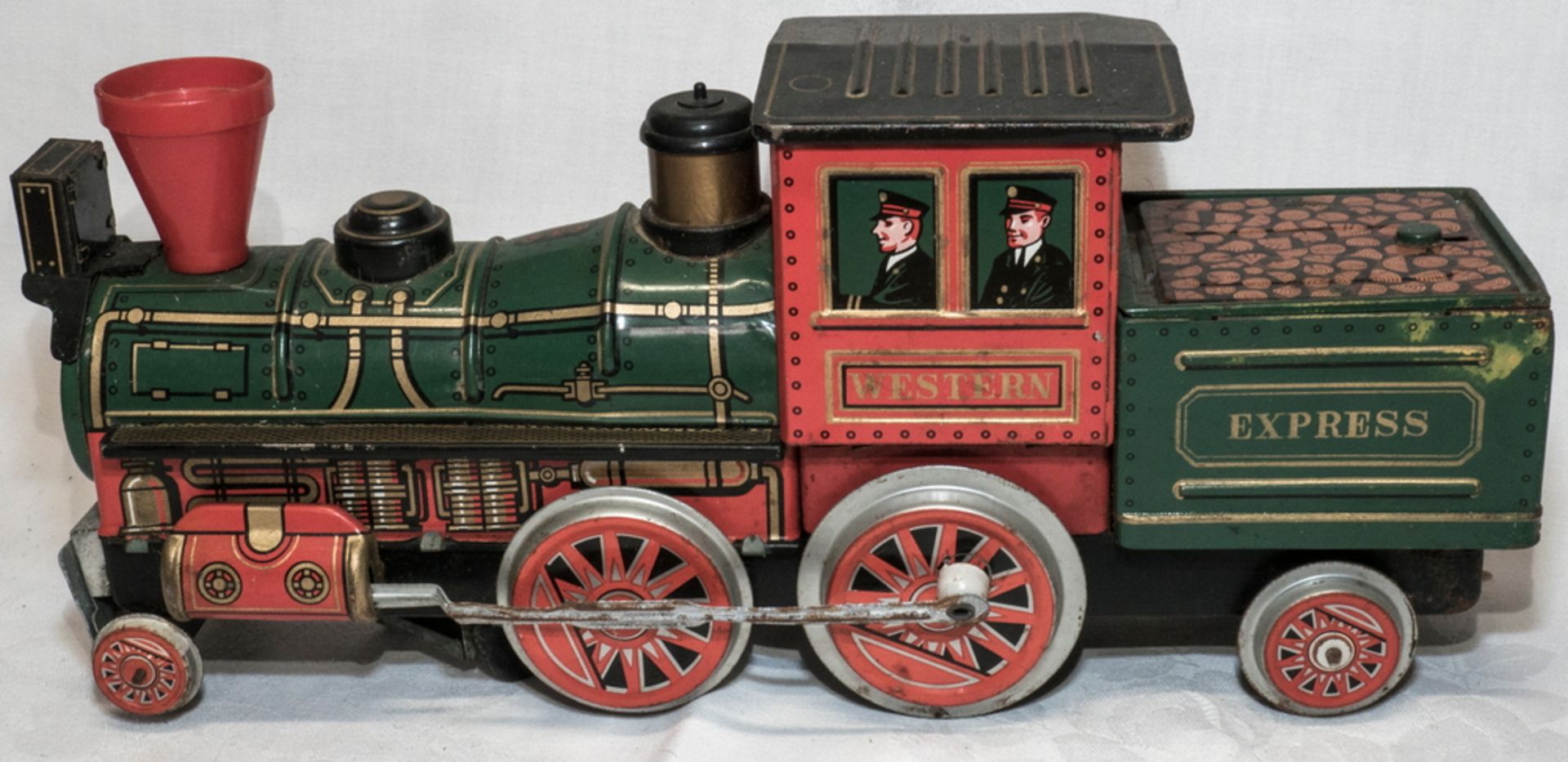 Modern Toys Western Lokomotive 3446, Blechlithografiert, 60er Jahre, batteriebetrieben. Funktion