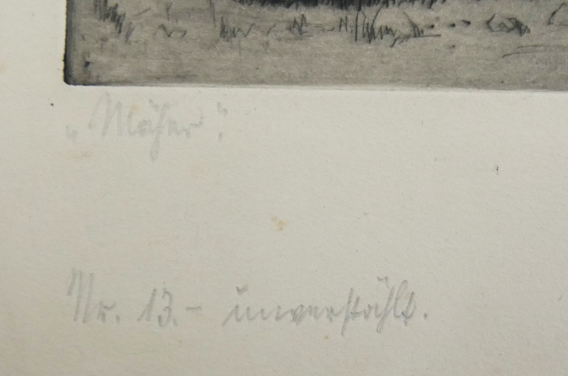 Radierung "Mäher" aus Nachlaß-Auflösung, von Ernst August Funke, Teil 1, Signatur unten rechts, - Image 2 of 2