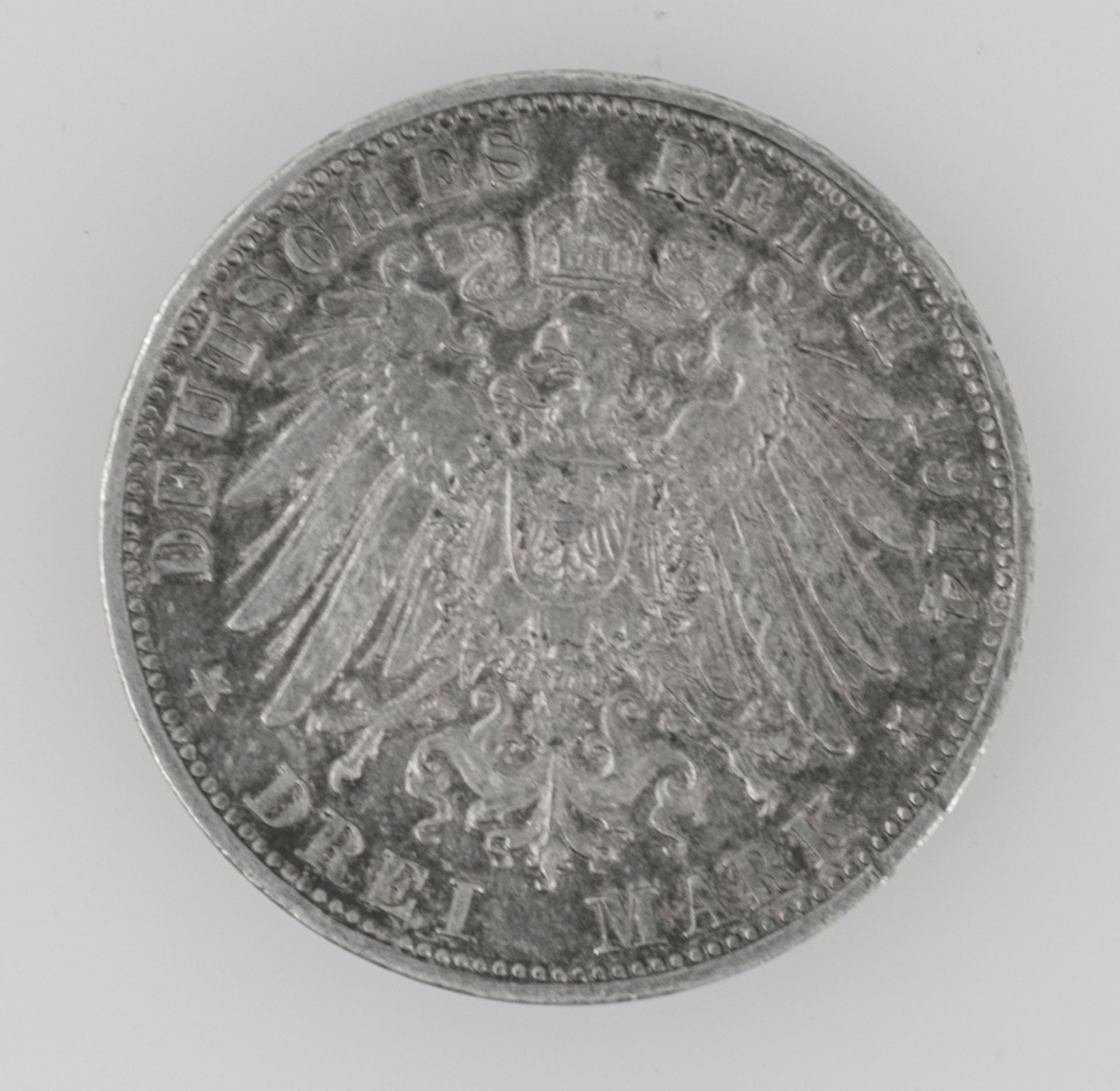 Deutsches Kaiserreich Bayern 1914 D, 3 Mark - Silbermünze "Ludwig III. - Koenig von Bayern" - Bild 2 aus 2