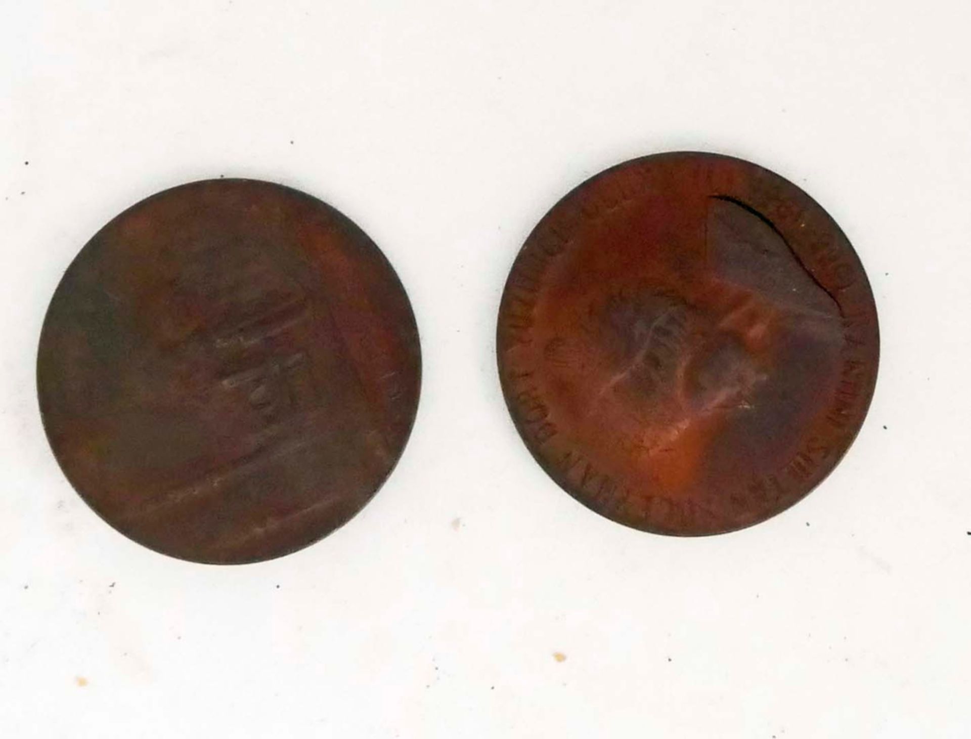 2x "Kanuni Sulta Süleyman Dort Yüzüncü Ölüm Yili 1566-1966" Kupfer Münzen