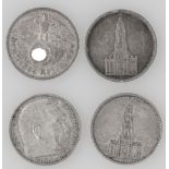 Drittes Reich 1934/36, Lot 5 Reichsmark - Silbermünzen. Erhaltung: ss.
