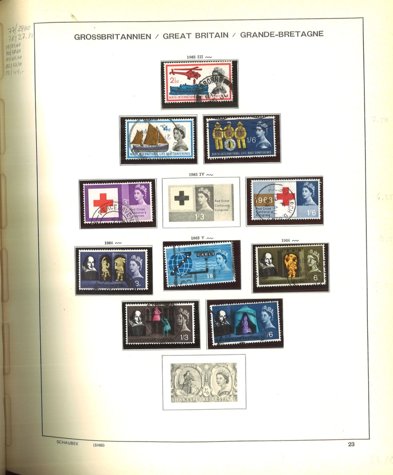 Sammlung Großbritannien, gestempelt, bis 1985 in Schaubek Klemmbindern, einige Hundert