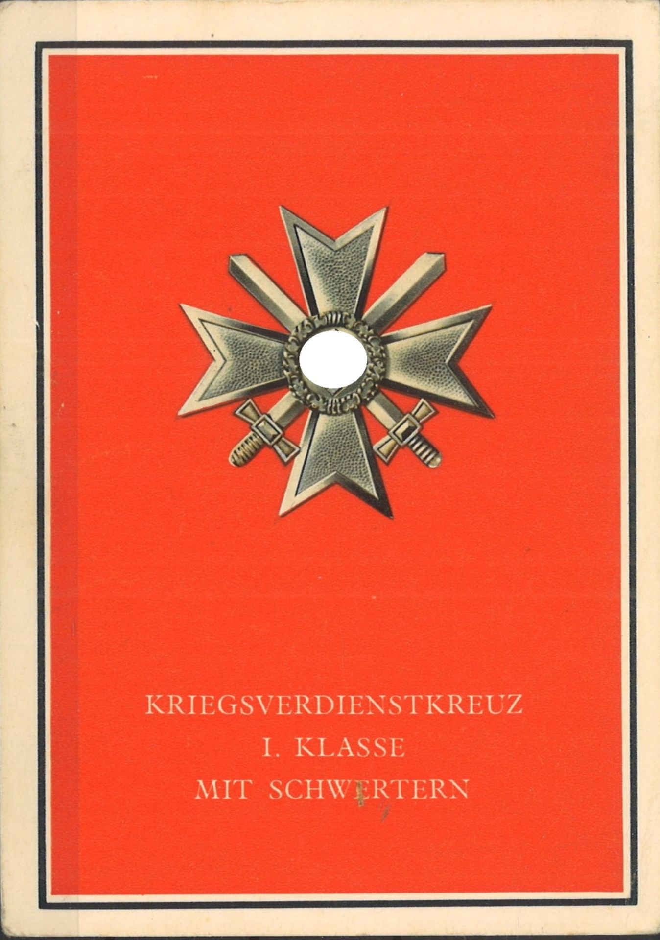 Drittes Reich Propagandakarte "Kriegsverdienstkreuz 1. Klasse"