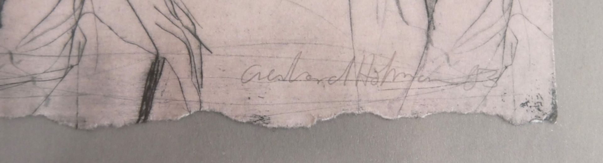 Hofmann. Kaltnadelradierung "2 Damen mit Hut", rechts unten Signiert Hofmann. Blatt 1/30, hinter - Image 2 of 2